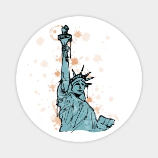 Close view to the statue of Liberty watercolor sketch Magnet